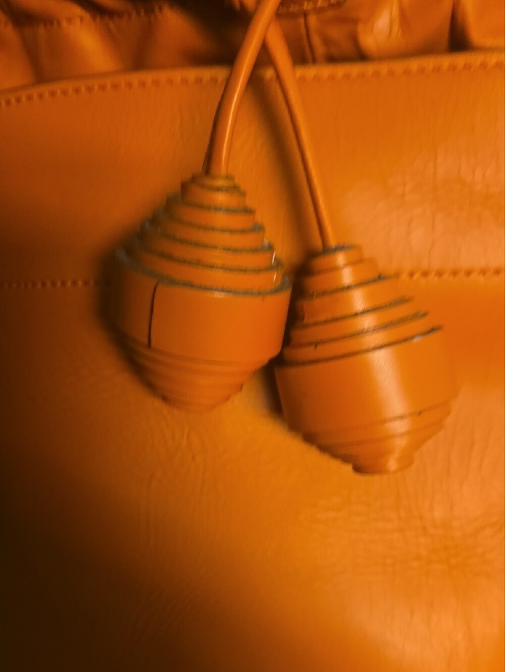 Mercedes Castillo Orange Leather Drawstring Bucket Bag - - Picture 5 of 9